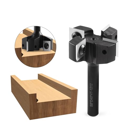 Face Cutter 8 mm Shank 4 Flutes with 10 Interchangeable Carbide Blades (12 x 12 x 1.5 mm), Diameter 40 mm, CNC Plate Cutter Cleaning Cutter for Router Woodworking (D=40 S=8) S=8,D=40