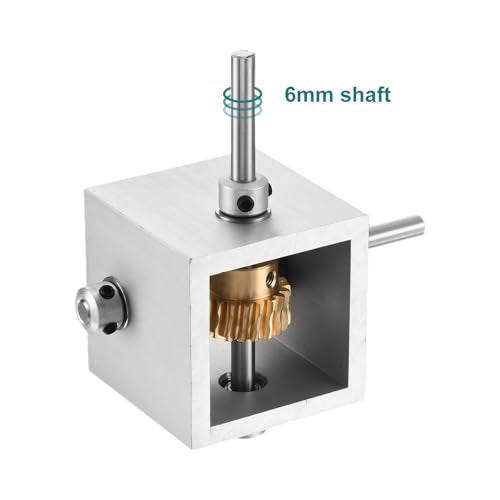 sourcing map Gear Box 90 Degree Right Angle Worm Gearbox 1:10 Reduction Gearbox 1 Module 10 Teeth Worm Gear Aluminum Frame Simple Mechanical DIY Module with 6mm Shaft, 100x100x50mm(LxWxH)