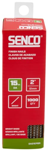SENCO DA21EPBR 34 Degree Collated Finish Nails, 15 Gauge, 2 Inch Length, Bright, 1,000 Count Pack 2-inch Low Carbon Steel