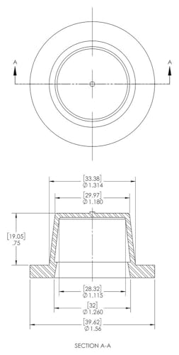 Caplugs WW-WF-25 WW Series, Plastic Tapered Cap & Plug with Wide Thick Flange, Yellow LD-PE, Cap OD 1.115" x Plug ID 1.314", Threaded and Non-Threaded Protection, Masking, Pack of 300 (QWF251AO1)