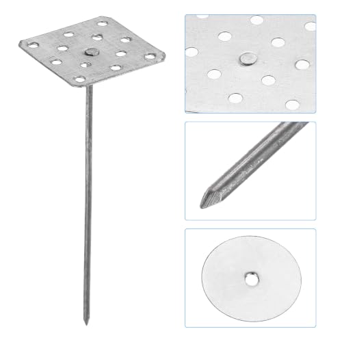 PATIKIL 4 Inch Perforated Insulation Pins with Round Washers, 80 Pack Aluminum Insulating Nails Wall Plug for Fixing Foam Boards to Wall or Ceiling 100mm