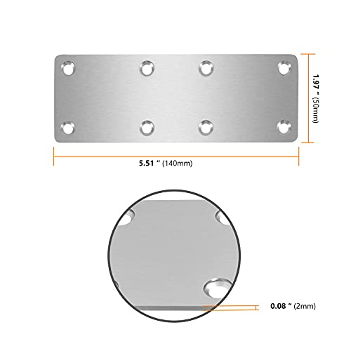 SEUNMUK 15 Pack 5-1/2x 2 Inch Flat Mending Plate for Wood, 201 Stainless Steel Heavy Duty Mending Flat Straight Steel Brace Bracket with 120 Mounting Screws, Thick 2mm