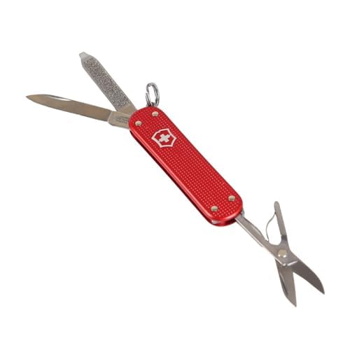 Victorinox Classic SD Alox Swiss Army Knife, Compact, 5 Functions, Swiss Made Pocket Knife with Small Blade, Screwdriver and Key Ring - Sweet Berry (Red)