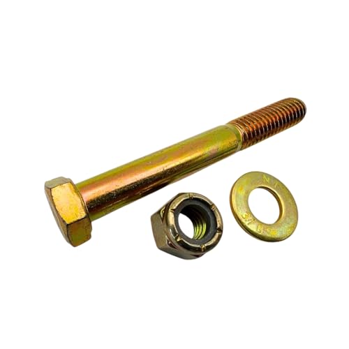 3/8"-16 x 3 Grade 8 Bolts (10-Pack) – Heavy-Duty Hex Bolts Includes Flat Washers & Nylon Lock Nuts – High-Strength SAE Anti-Vibration 3.0" Coarse Bolts for Automotive, Machinery & Construction 3/8" x 3" Nylon Lock Nut 10