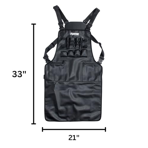 TOKOYA Barber Apron Rig – Faux Leather Stylist Apron with Reinforced Straps, Multi-Functional Pockets, Water-Resistant Material, Ergonomic Design, Tool Organizer - Unisex for Barbers and Stylists