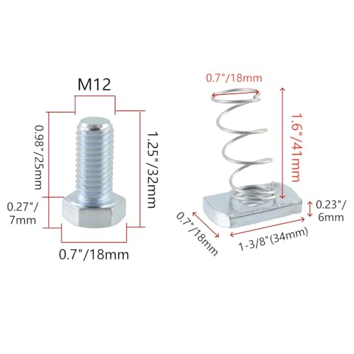 Bitray 1/2" x 15/16" Bolt Kit All 1-5/8" Strut Channel for Strut Passages 1/2" x 15/16" 20