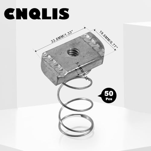 CNQLIS 50 Pcs 1/4"-20 Flared Spring Strut Channel Nuts