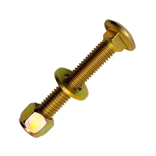 1/2"-13 x 3 Grade 8 Carriage Bolts (4-Pack) – Heavy-Duty Coarse Thread Bolts with Flat Washers & Nylon Lock Nuts –Round Head Square Neck SAE J429 Anti-Vibration 3.0" Bolts, Washers, Nuts 4