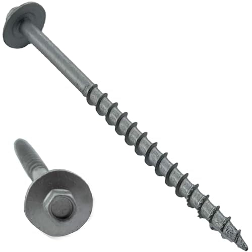 BRAUNY BOY - #12 x 6”- Structural Lag Heavy Duty Construction Wood Screw – Galvanized Corrosion Resistant Coating Exterior Timber, Landscape - Easy HEX Head Drive – Flange Head 6 in - Qty (50) 50