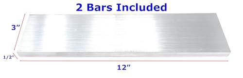 Metal Magery Aluminum Flat Bar Stock 1/2" x 3" x 12" Long 6061 Extruded Aluminum Flat Bars Pack of 2