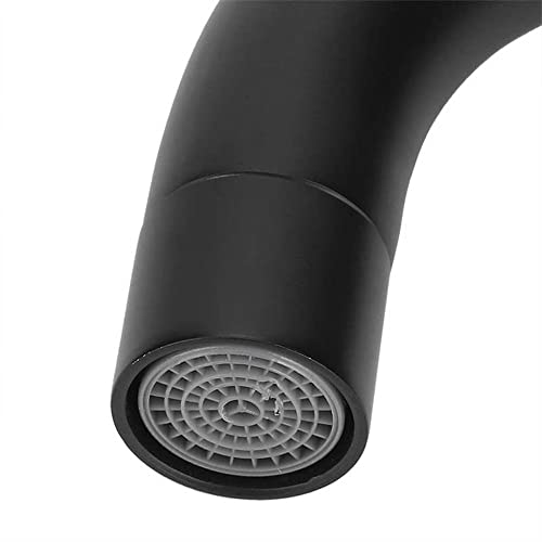 Bathroom Sink Tap, Stainless Steel Single Handle Tap, Elegant and Retro Design Black Matte Frosted Faucet Basin Tap for Bathroom Washroom (L)