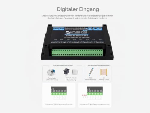 Industrial 8-Ch ESP32-S3 WiFi Relay Module, Onboard RS485, Digital Input, Relay, Ethernet Port and Multiple Insulation Protection Circuits, Supports RS485 and Bluetooth/WiFi Remote Control