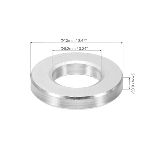PATIKIL M6 Aluminum Spacers, 24pcs Metal Spacers for 1/4 or M6 Screw Bolts, 1/4" ID x 1/2" ID x 3/32" L Unthreaded Standoff, 6.2x12x2mm