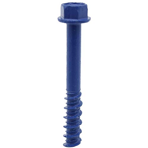 Blue Concrete Anchor Screws 1/4" x 2-3/4" Carbon Steel Hardened - Interior & Exterior Coated Rust and Corrosion Resistant Screws (Qty 100) BLUE 1/4"x2-3/4" 100 CT