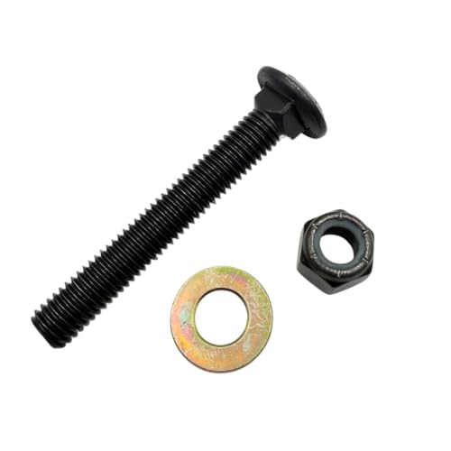 1/2"-13 x 3-1/2" Grade 8 Carriage Bolts (10-Pack) – Heavy-Duty Coarse Thread Bolts with Washers and Nylon Lock Nuts – Round Head Square Neck SAE J429 3.5" Black Finish Bolts, Washers, Nuts 10