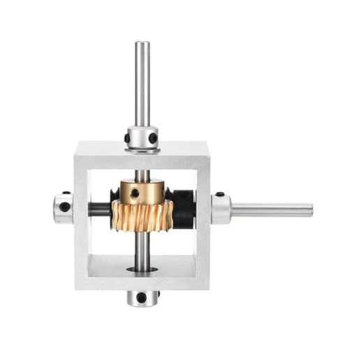 sourcing map Gear Box 90 Degree Right Angle Worm Gearbox 1:10 Reduction Gearbox 1 Module 10 Teeth Worm Gear Aluminum Frame Simple Mechanical DIY Module with 6mm Shaft, 100x100x50mm(LxWxH)
