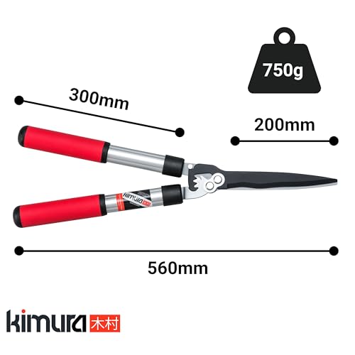 Kimura® Pro Heavy Duty Hedge Shears - Premium Garden Clippers with Patented Gearing Technology, Ultra Lightweight Aluminium Handles, Japanese SK5 Steel Blades, Ideal Shears for Gardening - 22" Trimmer 22"