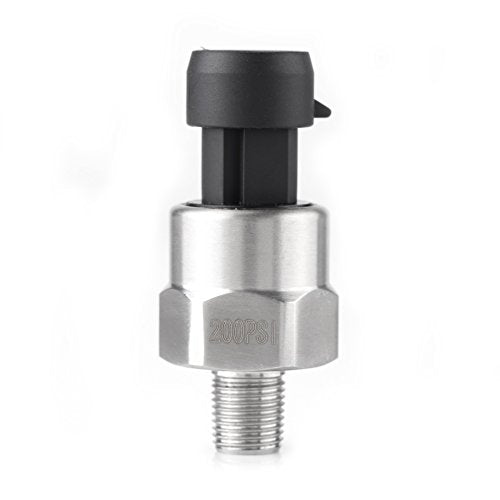 Pressure Sensor 200 Psi Stainless Steel 1/8 Npt 200 Psi Dc 5V ±2% Fs -40°C to 125°C Pressure Converter for Industrial Liquid Tank Gas Tank Pressure Measurement 1x Pressure Transducer (with Cable)