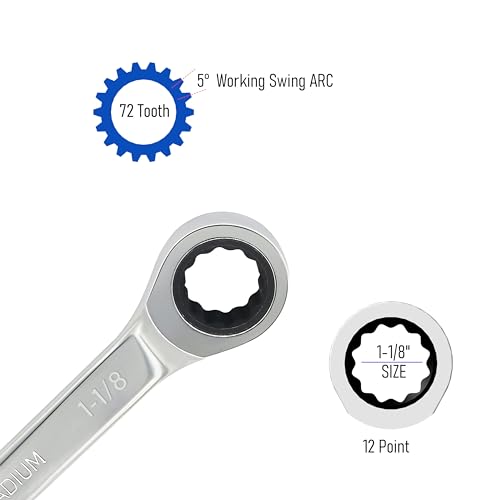 1-1/8 Inch Ratcheting Combination Wrench SAE 1-1/8"