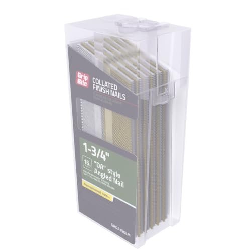 Grip-Rite 15-Gauge DA Style Angled Finish Nails - Electro-Galvanized Steel Nails for Interior Finishing Applications - 1-3/4" - 1000 Count - GRDA19GLM