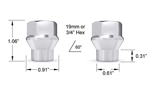 24pcs Chrome Silver Open ET Lug Nuts - Metric 12x1.5 Thread Size - 1 inch Length - Extended Threads - Cone Conical Taper Seat Shank - Compatible with Select 6Lug Vehicles and Aftermarket Wheels