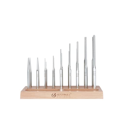 BESTNULE 19pc Punch Set w/Beech Block(Roll Pin, Center, Flat, Solid Punch)