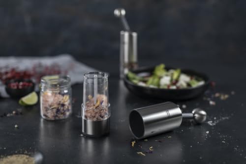 Kuhn Rikon Ratchet Spice Mill Grinder for Salt & Pepper, Stainless Steel Silver