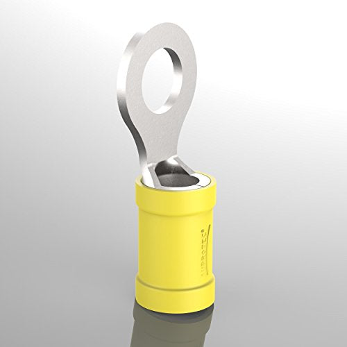 Auprotec Ring Terminals, 0.5 - 6.0 mm² Hole Diameter, M3 - M12 Partially Insulated PVC Crimp Cable Connector Made of Tin-Plated Copper 10 pcs 4 - 6 mm² yellow, M8