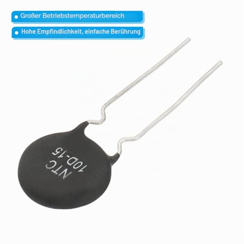 PATIKIL NTC Thermistors Resistors 10 Pieces 10 Ohm NTC10D-15 Highly Sensitive Current Limiter Temperature Sensor for Measuring Temperature Black