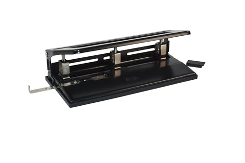 School Smart Black Steel Heavy-Duty 3 or 2-Hole Punch - 038174