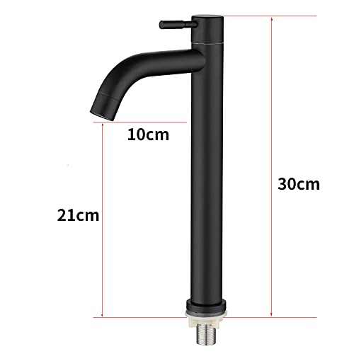 Bathroom Sink Tap, Stainless Steel Single Handle Tap, Elegant and Retro Design Black Matte Frosted Faucet Basin Tap for Bathroom Washroom (L)