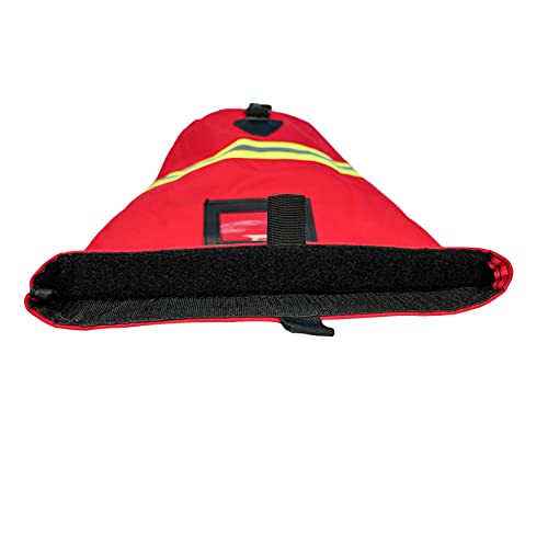 MELOTOUGH Firefighter Bag Fireman SCBA Air Respirator Storage Bag (Red) + 7-Pocket Firefighter Tool Pouch with Carry Handle and Flap, Fits in Bunker Gear Pocket, Firefighter Pants，Tan