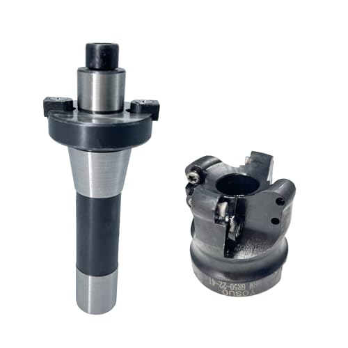 EMRW 6R 63-22 Face Milling Cutter Holder +10pcs RPMT1204-M-C DP5320 Carbide Alloy Inserts+R8-FMB22-7/16 Shank Face Shell Mill Arbor with Essential Wrenches, for Precision CNC Machining