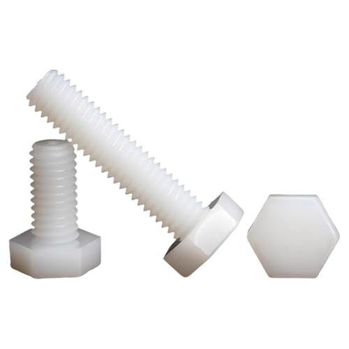 1000PCS Hexagonal Head Nylon Screws M5x12 - Chemical Resistant Fastener Kit, Non-Conductive PA66 Bolts for PCB/Automotive Assembly White