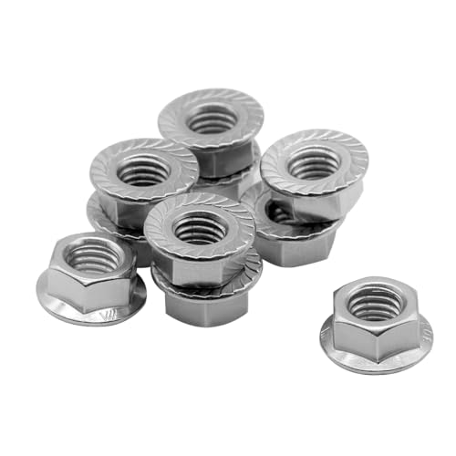 2PCS Stainless Full Threaded with Flange Nuts