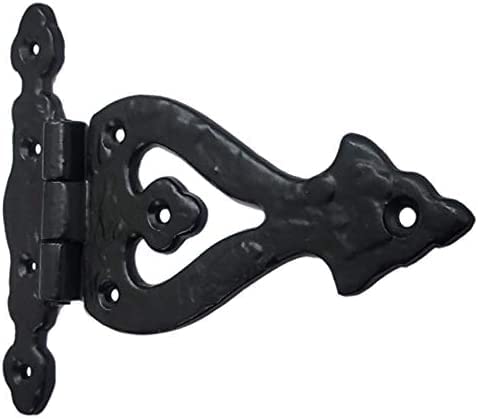 Adonai Hardware Alleluia Antique Cast Iron Vintage Heavy Duty T Hinges (5.3" x 2 Pack, Matte Black) for Barn Doors, Gates, Cabinets, Wardrobes, Sheds, Windows, Wooden Box, Chest and Trunks 5.3 Inch x 2 Pack (T Hinge) Matte Black (Iron)