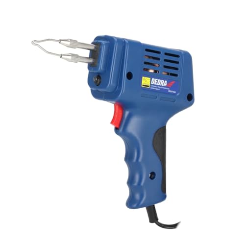 DEDRA Transformer Soldering Iron Soldering Gun Strong 175 W, up to 600 °C, Lightweight 0.65 kg, Additional Lighting, Soldering Iron with LED Light, Wired Electric Soldering Gun