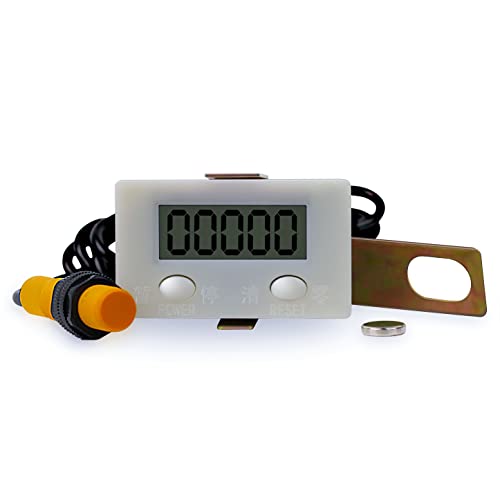 DIGITEN Punch Digital Counter, 5 Digit Counter Totalizer with Magnetic Induction Switch, Electronic Tally Counter 0-9999 Digit Forward Digital Counter, LCD Gauge Forward People Door Counter