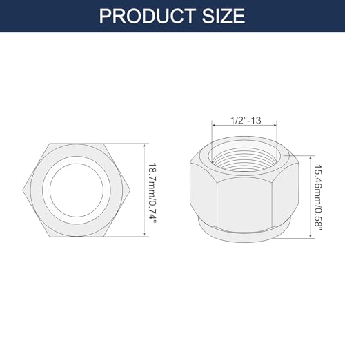 uxcell 50Pcs 1/2"-13 Nylon Insert Hex Lock Nut, 304 Stainless Steel Self-Locking Nylon Insert Stop Nut for Industrial Construction Fasteners, Black&White 50