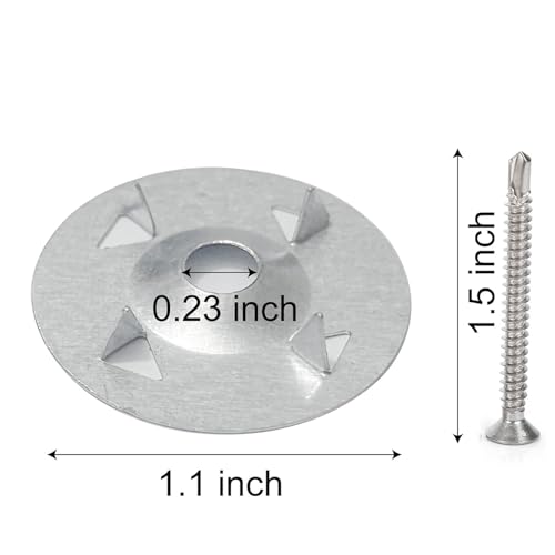 600Pcs Foam Board Fasteners Includes Screws & Washers for Boards, Drywall, Tile Backer - Rust-Resistant Metal Washers & Self-Tapping Screws (300+300) - Secure Mounting for DIY & Construction 600