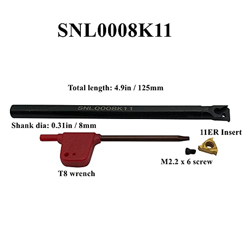 1/2" Lathe Threading Tool External/Internal Threading Holder SEL/R 1212H11+ SNR/L 0008K11 Threading Holder with 11ER AG60 11IR AG60 Threading Inserts