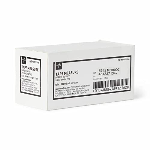 Medline Paper Measuring Tape, Flexible, Inches and Centimeters, Disposable, Great for Single Use, 24" (Pack of 1000)