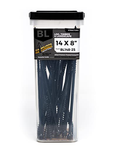 Big Timber BL148-25#14 x 8 in. Hex Head Black Log Screws (25-Pack)
