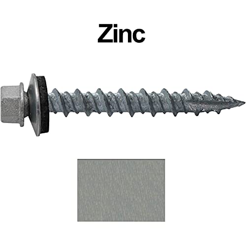 10 x 1-1/2" NO Paint Metal Roofing Screws - Hex Washer Head- Self-Starting/Tapping - EPDM Washer. 1 x 250 Count Bag - 250 Screws 1-1/2"