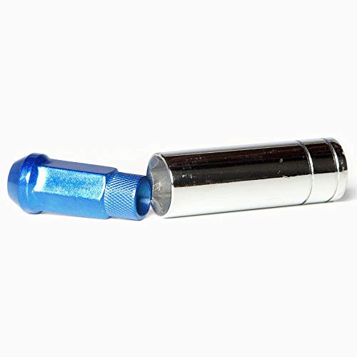 Circuit Performance Forged Steel Extended Open End Hex Lug Nut for Aftermarket Wheels: 12x1.5 Blue - 20 Piece Set + Tool