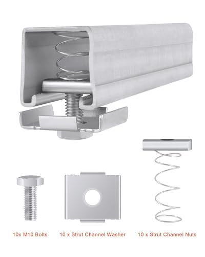 M10 Strut Channel Nut and Bolt with 1/2'' U-Shaped Saddle Washer Set for 1-5/8'' Strut Channel Bracket, Electro-Galvanized Finish Strut Channel Washer, 10-Pack