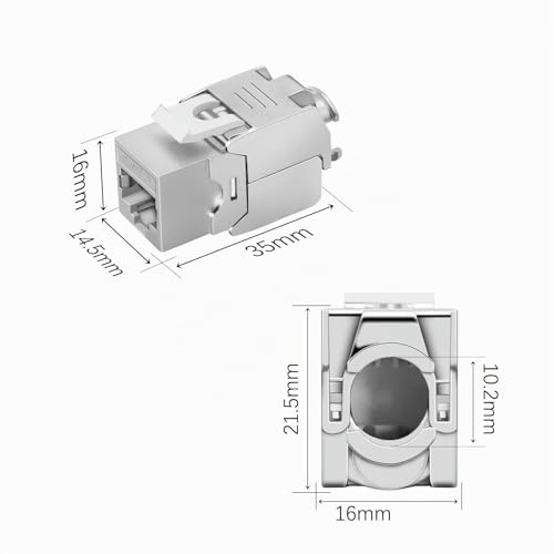 2x CAT 7 Keystone RJ45 Module Socket LAN Cable 10 Gbit/s to 1000 MHz AWG 22-24 Tool-Free LSA Fully Shielded STP Socket RJ45 Socket Cutting Terminal for Patch Panel and Network Socket 2pcs
