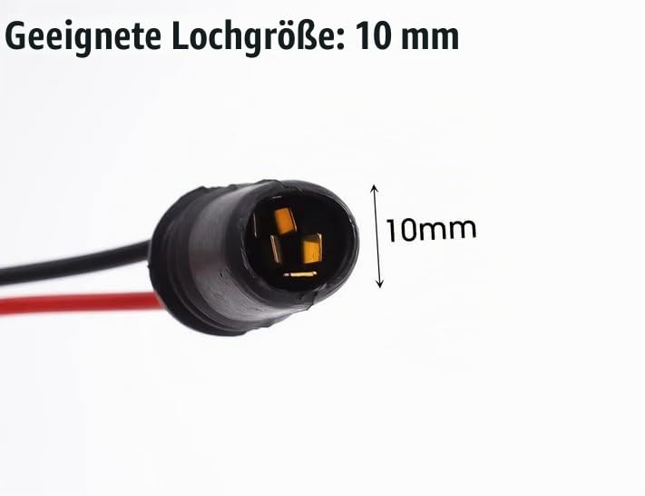 2 x T10 Socket with Cable - Pre-Wired Socket for T10 W5W 147 - 12V DC - Rubber Lamp Holder for Car & Motorcycle - Plug & Play Installation - Hole Size 10 mm - 14 cm Cable Lamp Holder