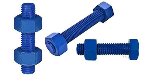 4 Inch Blue Teflon Coated Stud and Hex Nut, B7 Grade, 1/2"-13, All Thread, Sterling Seal & Supply (Pack of 10)