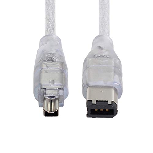 Cablecc 1394 6Pin to Firewire 400 IEEE 1394 4 Pin Male iLink Adapter Cord Cable for Camera Camcorder Transparent 1394 6Pin to Firewire 400 IEEE 1394 4 Pin